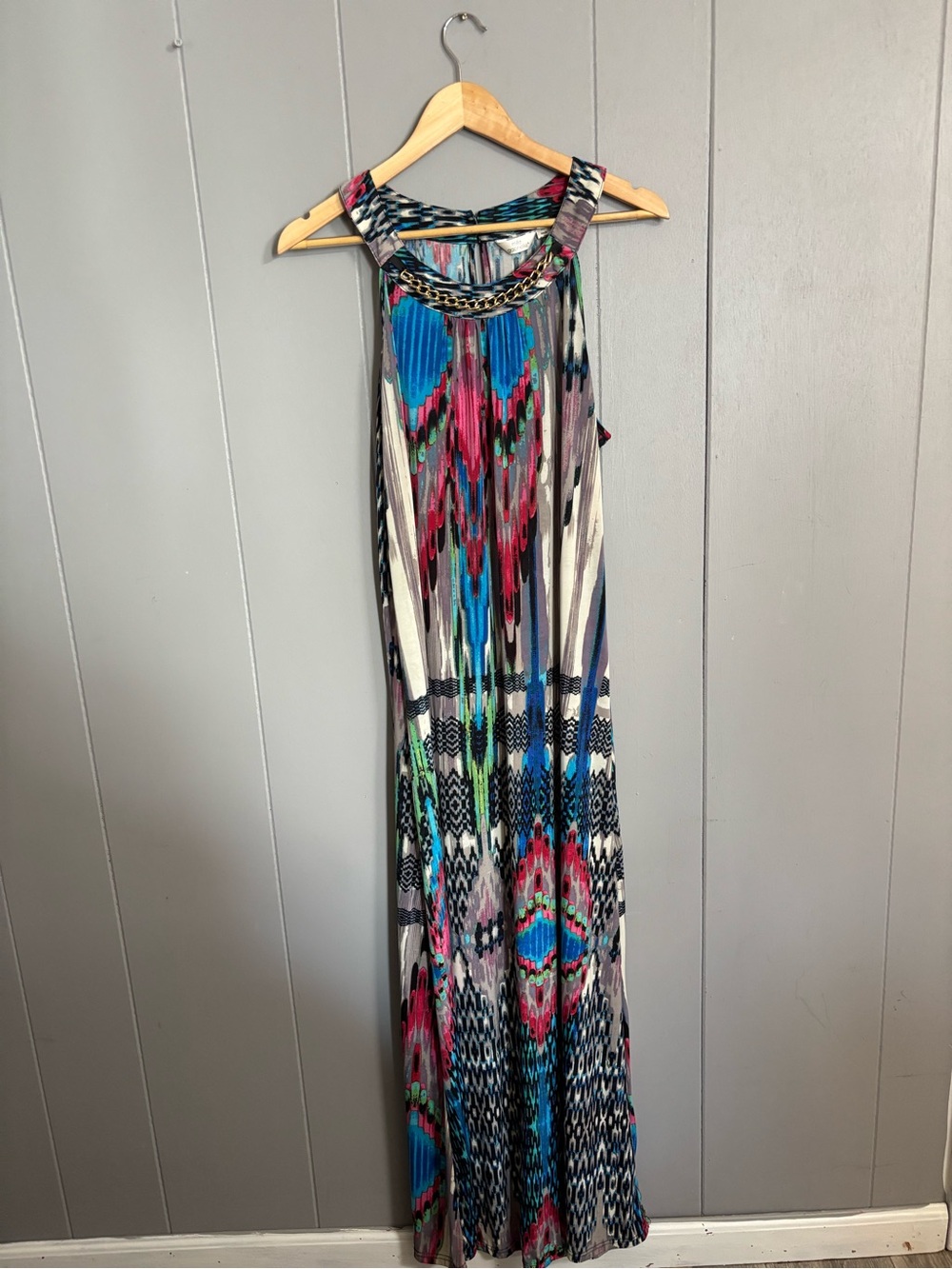 Mlle Gabrielle Multicolor Chain-Neck Maxi Dress